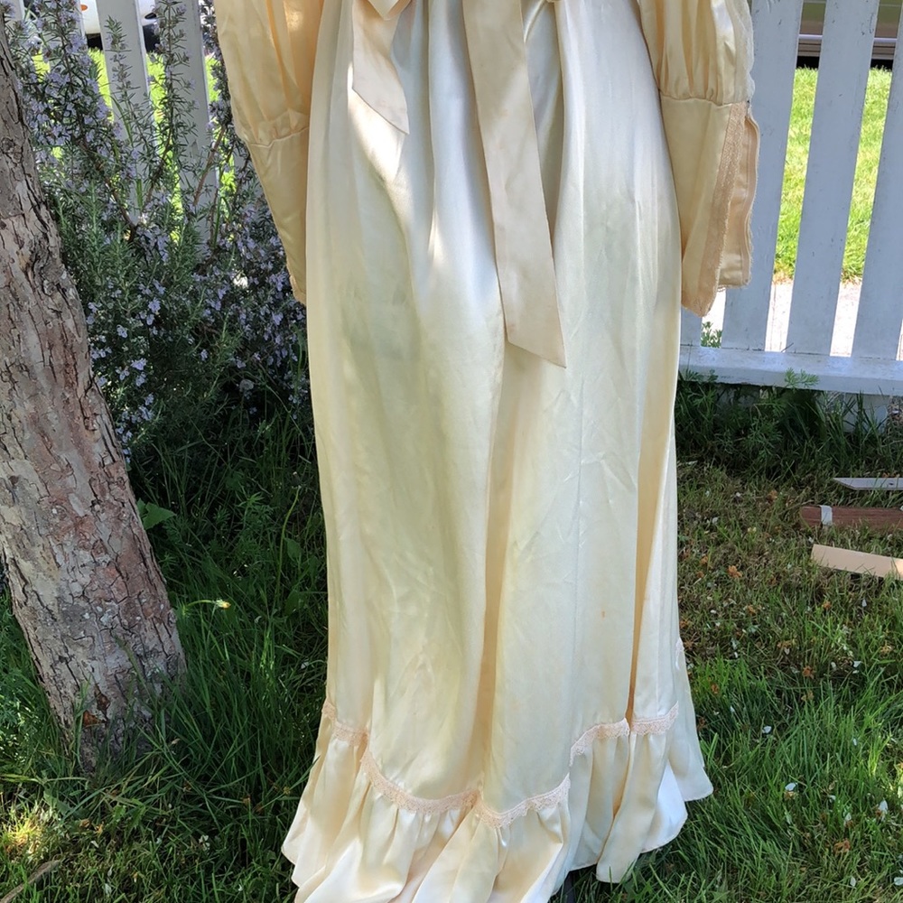 Vintage Gunne Sax satin lace Edwardian Victorian gown wedding gothic dress - Picture 9 of 12